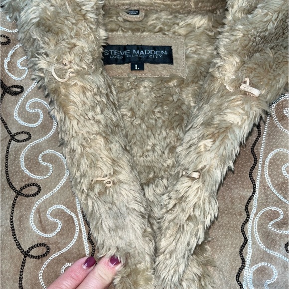 NWOT Penny Lane Shearling Hooded Leather Winter Coat Large - Picture 9 of 16